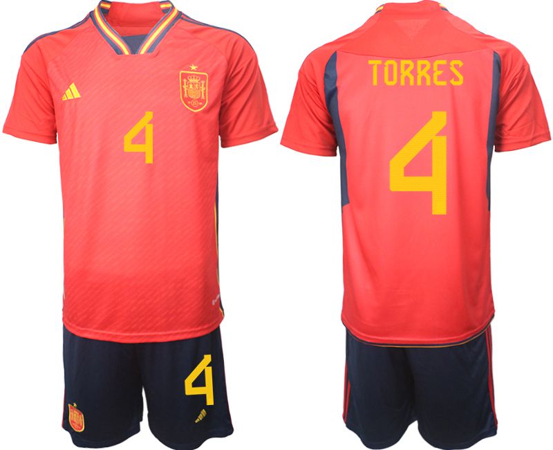 Men 2022 World Cup National Team Spain home red #4 Soccer Jerseys